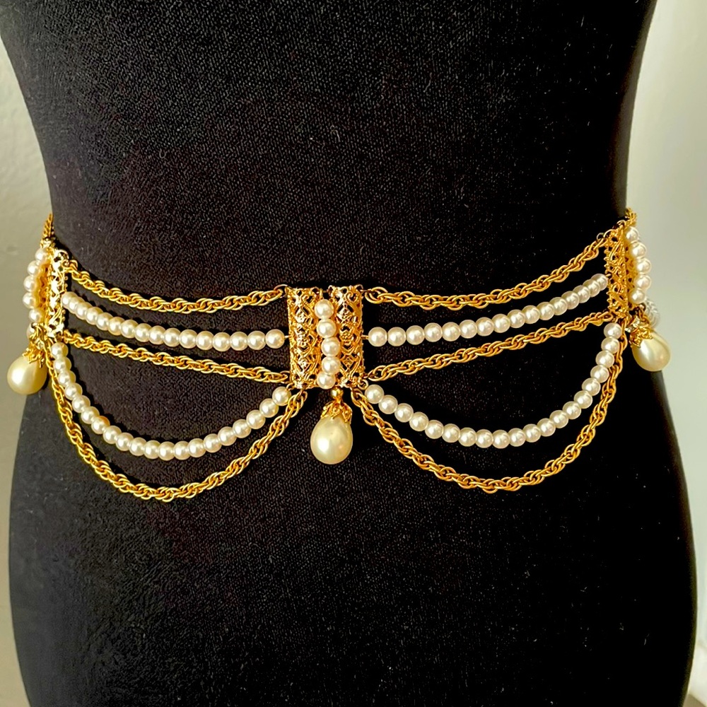 Gold chain linked jewelry belt